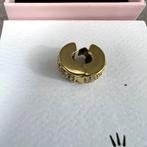 Pandora clipbedel | witte steentjes | goudkleurig | 385754, Sieraden, Tassen en Uiterlijk, Bedels, Gebruikt, Pandora, Ophalen of Verzenden