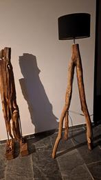 Unieke eikenhouten lamp, Ophalen, 100 tot 150 cm, Hout, Landelijk