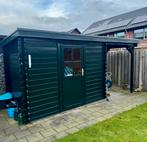 Houten tuinhuis met overkapping, Ophalen, 200 tot 400 cm, 250 tot 500 cm, Blokhut