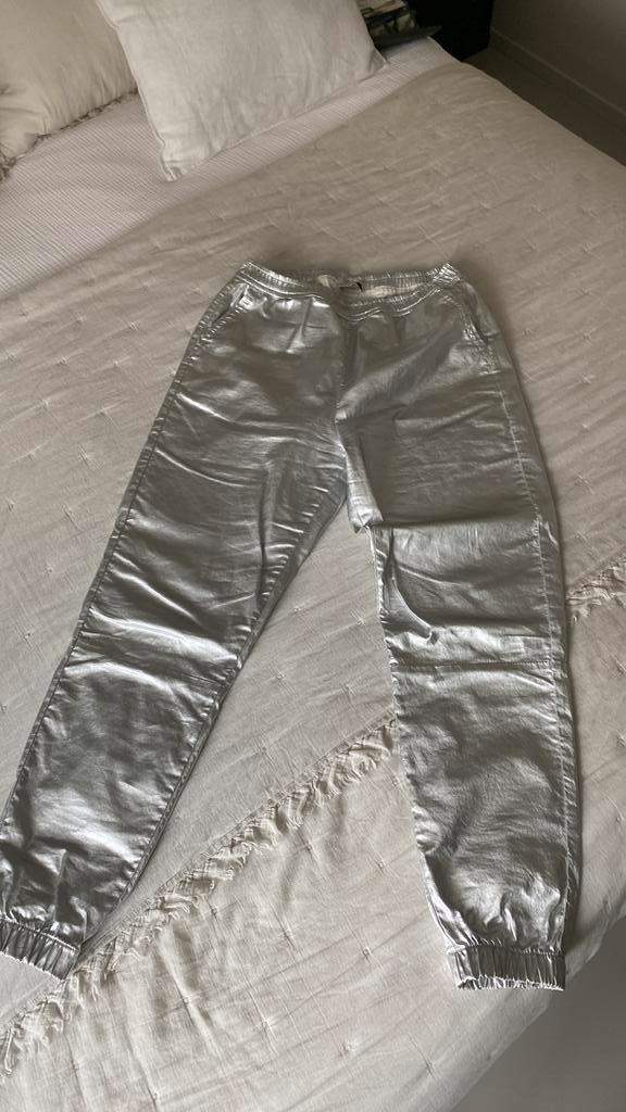 Stoere zilveren broek merk ANNA maat M, Kleding | Dames, Broeken en Pantalons, Zo goed als nieuw, Maat 38/40 (M), Overige kleuren