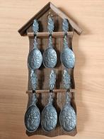 Houten lepelrek met 6 tinnen lepels, Antiek en Kunst, Antiek | Tin, Ophalen of Verzenden
