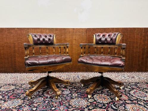 Set Klassiek Engels Chesterfield Bureaustoel, Antiek en Kunst, Antiek | Kantoor en Zakelijk, Ophalen