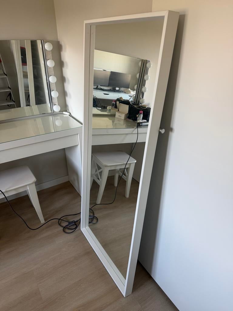 Witte passpiegel IKEA NISSEDAL, Ophalen, Minder dan 50 cm, Gebruikt, 200 cm of meer