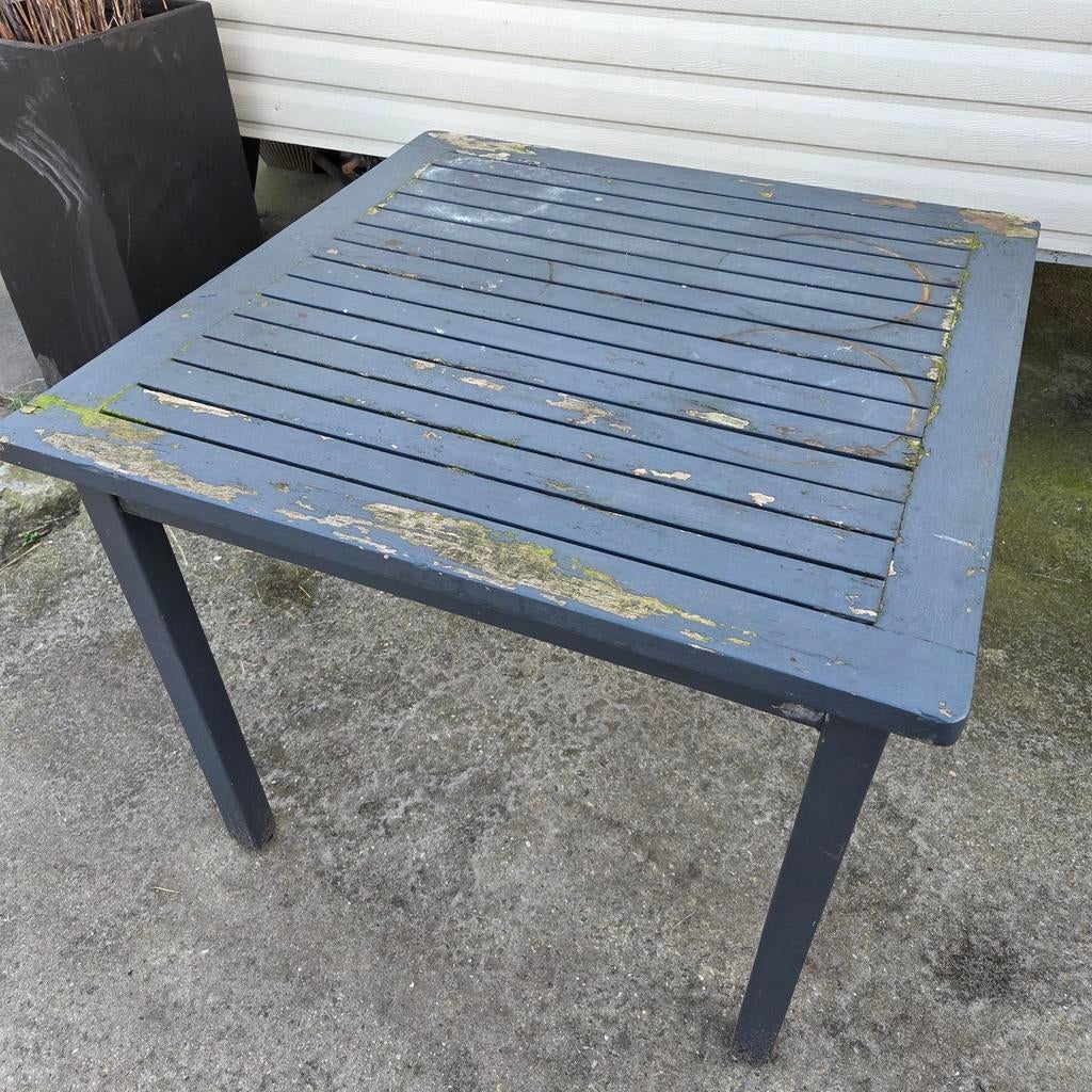 Hardhouten tuintafel Vierkant Grijs, Tuin en Terras, Tuintafels, Ophalen, Gebruikt, Vierkant, Hout