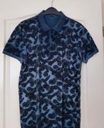 Blauw poloshirt met bladerenprint, Ophalen of Verzenden, Zo goed als nieuw, Blauw