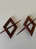 2 ruitvormige houten gordijn houders, Huis en Inrichting, Stoffering | Gordijnen en Lamellen, Ophalen of Verzenden, Zo goed als nieuw