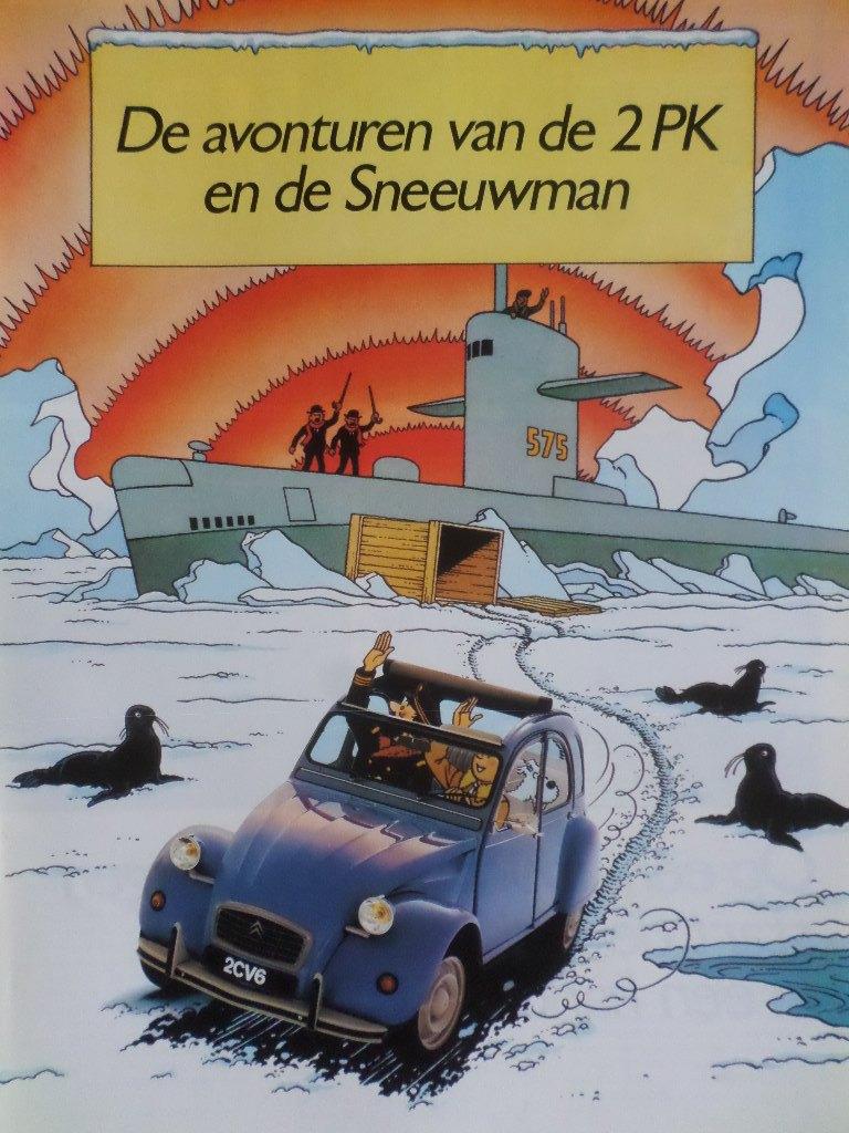 Citroën 2CV 2PK sneeuwman Tintin Kuifje Brochure, Ophalen of Verzenden, Zo goed als nieuw, Citroën