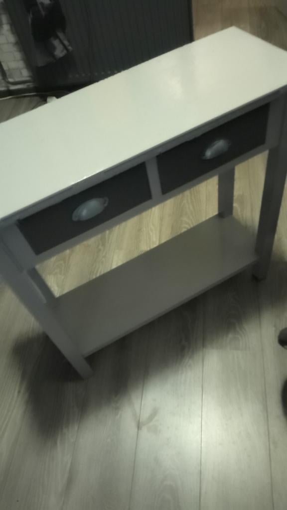 Sidetable grijs met 2 lades, Ophalen, 100 tot 150 cm, Zo goed als nieuw, Modern