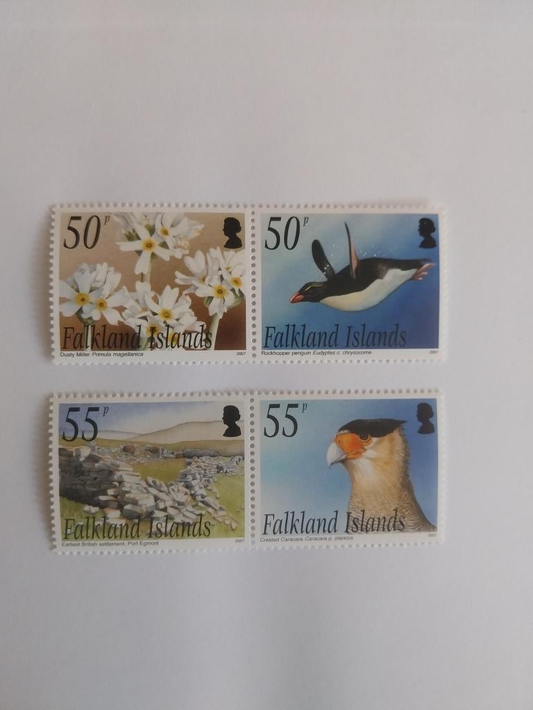 Falkland Islands 1015-1018 vogels -flora 2007 postfris 8.50e, Ophalen of Verzenden, Dier of Natuur