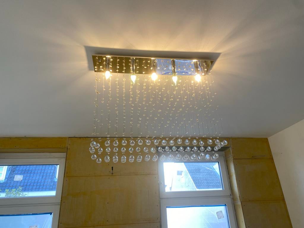 Kroonluchter met glazen kralen 20cm bij 90cm, Huis en Inrichting, Lampen | Kroonluchters, Ophalen, Zo goed als nieuw, Glas