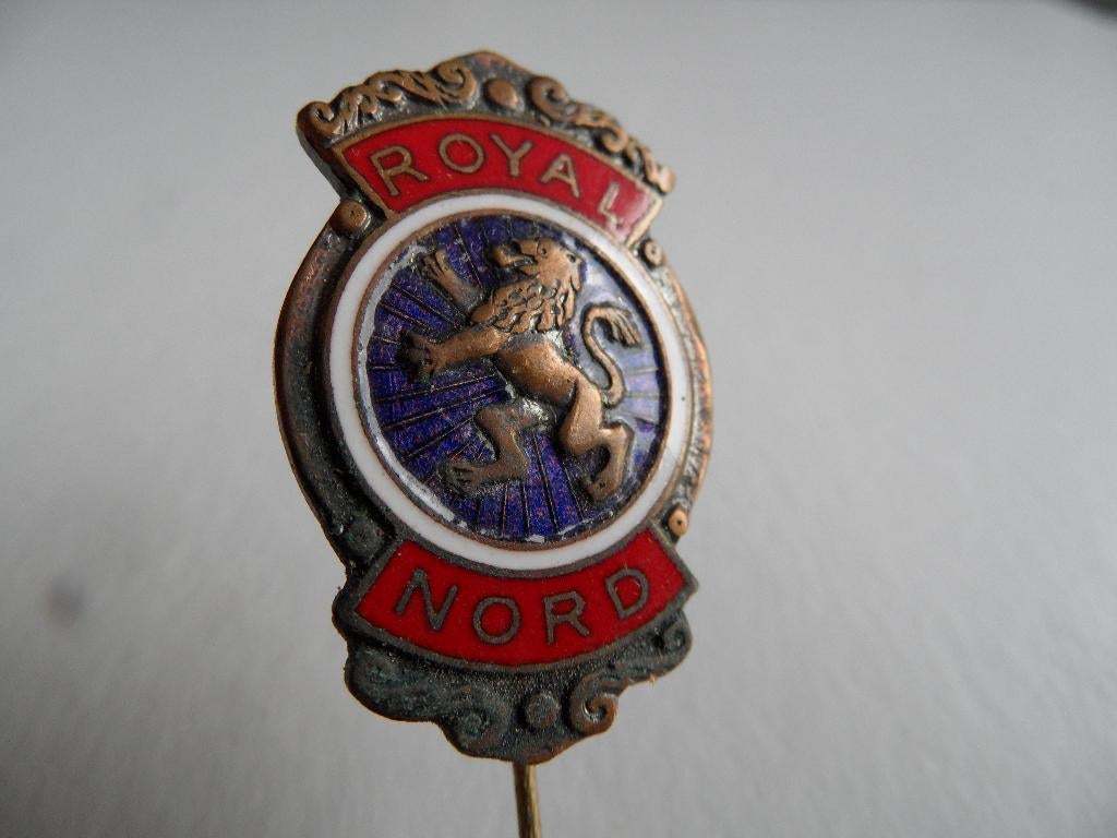 Royal Nord oldtimerbromfiets speld, geëmailleerd, Verzenden, Gebruikt, Merk, Speldje of Pin