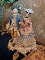 Antiek Saksisch Dresden Porseleinen Beeldje  Romantisch Paar, Ophalen of Verzenden