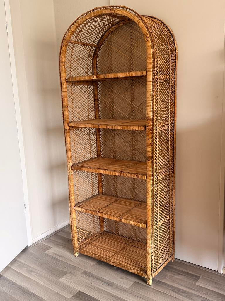 Vintage rieten rotan boho boogkaast 78x39x183 cm, Ophalen, Gebruikt, 50 tot 100 cm, 150 tot 200 cm