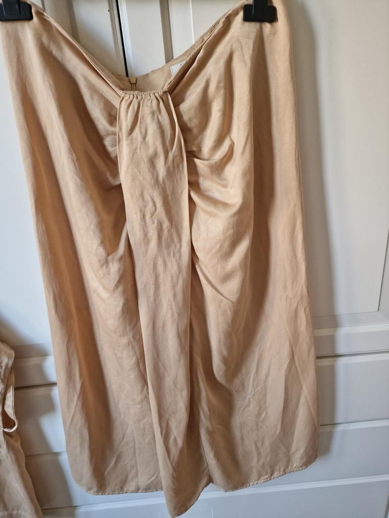 Purdey rok en bijpassende top - Glanzende katoenmix, Maat 38/40 (M), Beige, Ophalen of Verzenden, Purdey