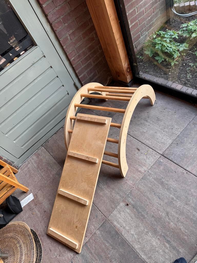 Houten klimrek en glijbaan, Kinderen en Baby's, Ophalen, Gebruikt, Klimwand