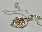 Gouden Vintage ketting robijn, smaragd en diamant. 2026/142., Overige kleuren, ., Ophalen of Verzenden, Zo goed als nieuw