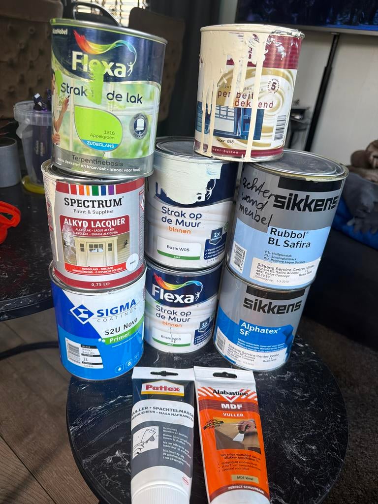 Premium verf merken Sigma Sikkens Flexa spectrum pattex, Ophalen, Gebruikt, Wit, Lak