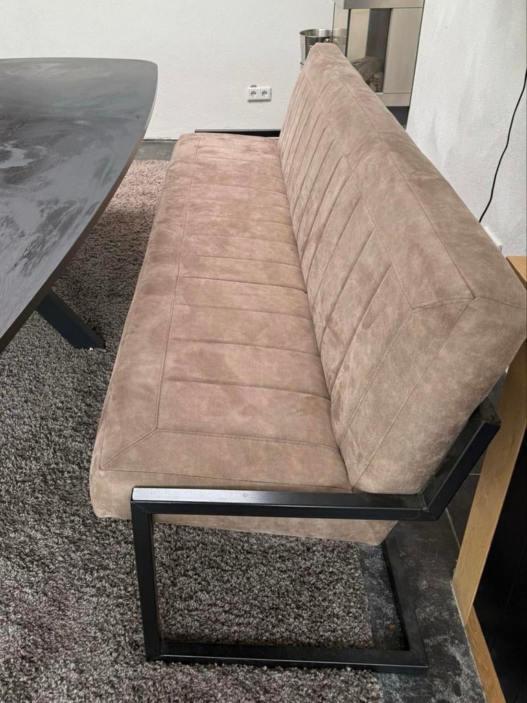 Eetbank met 3 bijpassende eetstoelen - Taupe/Zwart, Ophalen, Gebruikt, Overige kleuren, Drie