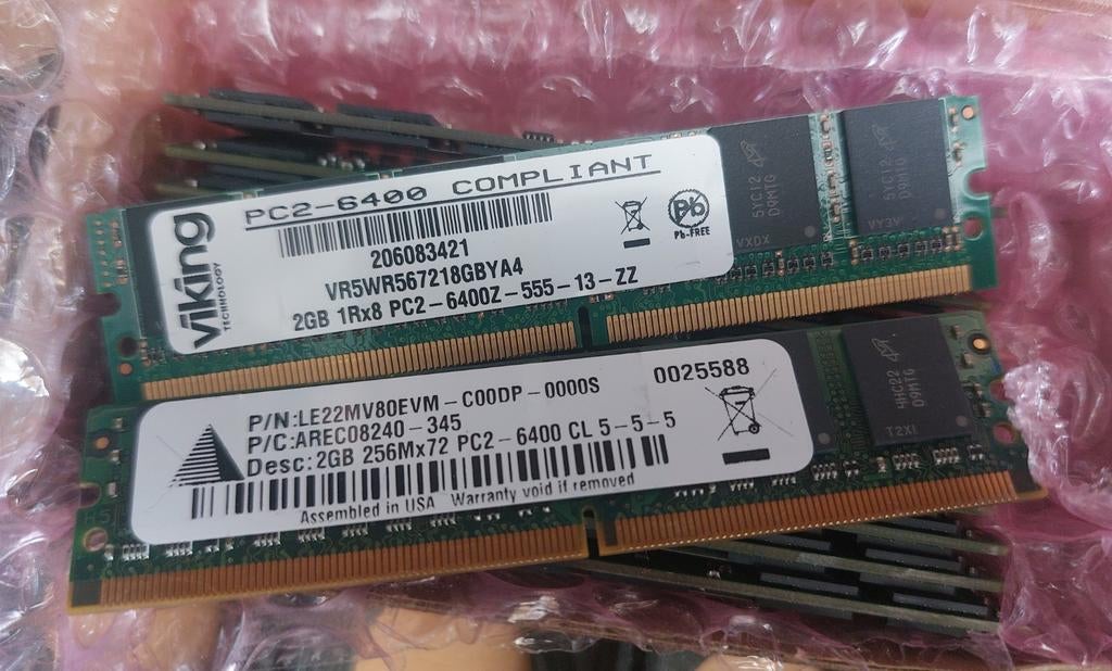 PC2-6400 2GB 2RX8 RAM Geheugen Modules, Computers en Software, RAM geheugen, Gebruikt, Ophalen of Verzenden, DDR2, 2 GB