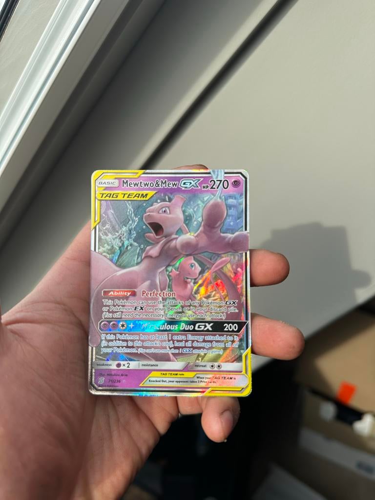 Mewtwo & Mew GX #71 Pokémon, Ophalen of Verzenden, Gebruikt, Losse kaart, Foil