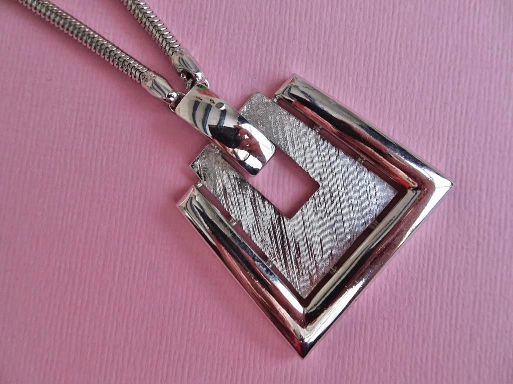 Lange vintage 60s Monet modernist design ketting zilver klr, Sieraden, Tassen en Uiterlijk, Antieke sieraden, Verzenden, Overige materialen