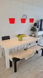 Dining Eettafel + eetkamer stoelen + bank + plafond lamp, Ophalen