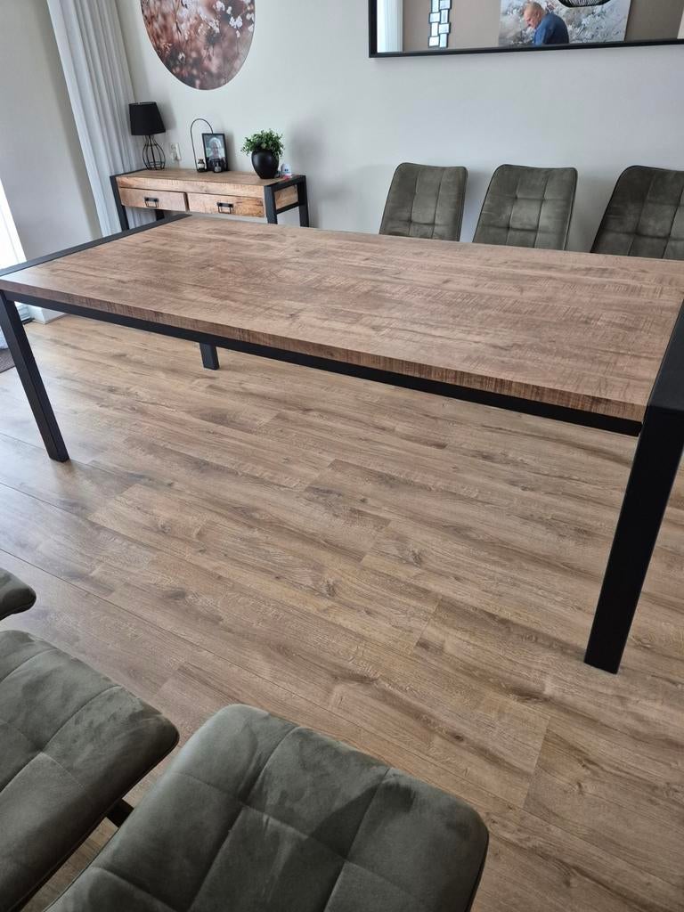 Eetkamertafel van Lamalux Mango 220 x 100 cm sterk blad, Ophalen, Rechthoekig, 200 cm of meer, 100 tot 150 cm