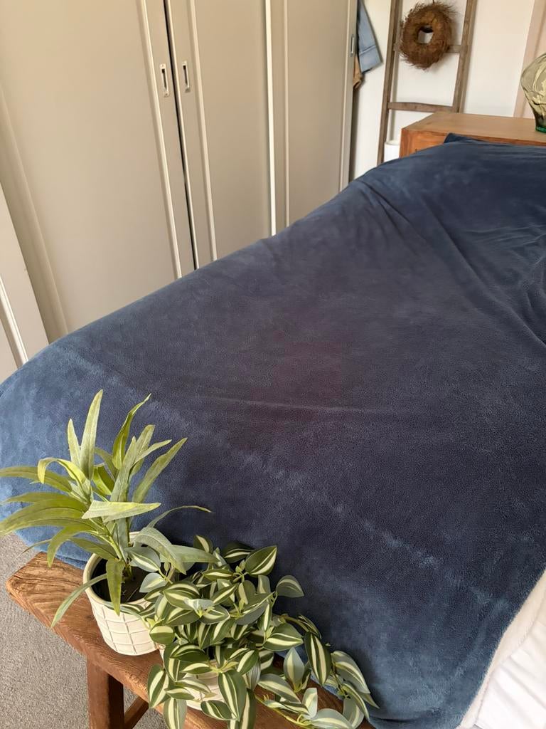 Optidee optipluche overtrek izgs eenpersoons twee stuks, Eenpersoons, Blauw, Dekbedovertrek, Ophalen of Verzenden