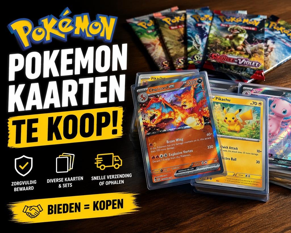 BEKIJK MIJN ADVERTENTIES VOOR POKEMON, Hobby en Vrije tijd, Verzamelkaartspellen | Pokémon, Ophalen of Verzenden, Nieuw, Meerdere kaarten