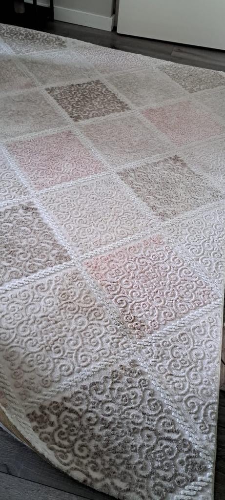 Vloerkleed roze met bruine tinten, Hoogpolig, 150 tot 200 cm, 200 cm of meer, Ophalen of Verzenden