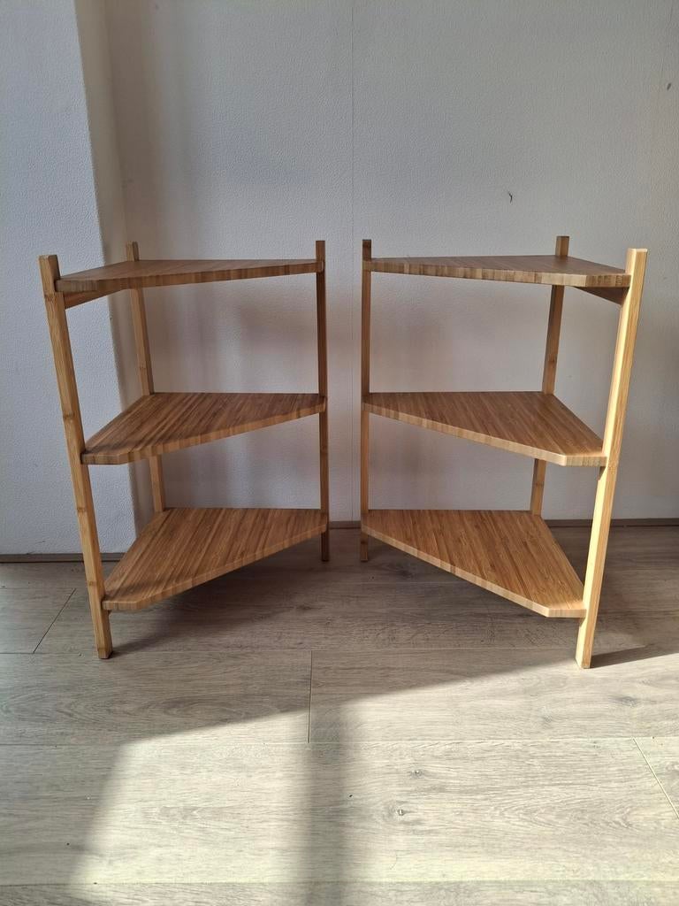 2x IKEA RÅGRUND wastafel-/hoekrek, bamboe, 34x60 cm, Huis en Inrichting, Badkamer | Badkamermeubels, Ophalen, Zo goed als nieuw