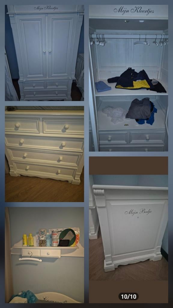 Whitewash barok style kinderkamer compleet maten staan erbij, Ophalen, Gebruikt, Jongetje of Meisje