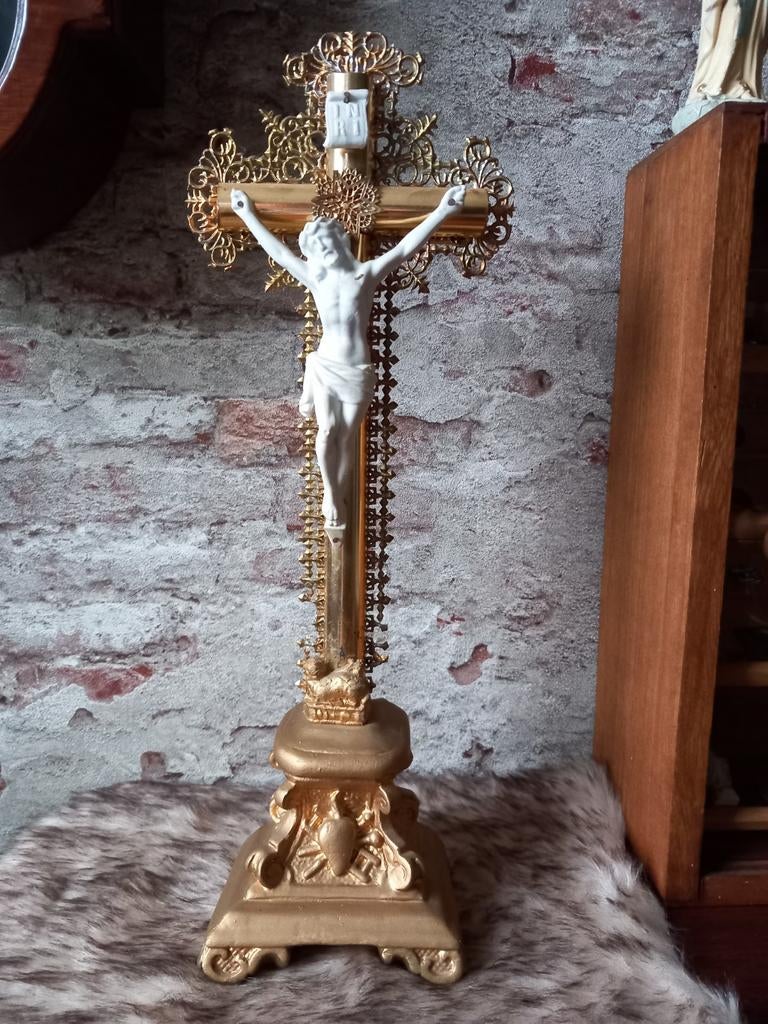 Oude antieke crucifix Jezus, Antiek en Kunst, Ophalen of Verzenden