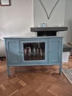 Dressoir brocante met geslepen glas, Ophalen, Gebruikt, 100 tot 150 cm, Glas