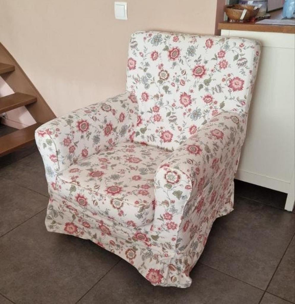 GRATIS fauteuil met bloemmotief, Ophalen, Gebruikt, Eenpersoons, 75 tot 100 cm