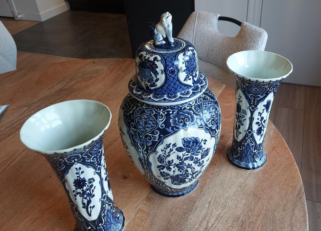 Delfts blauw vazen set, Antiek en Kunst, Ophalen