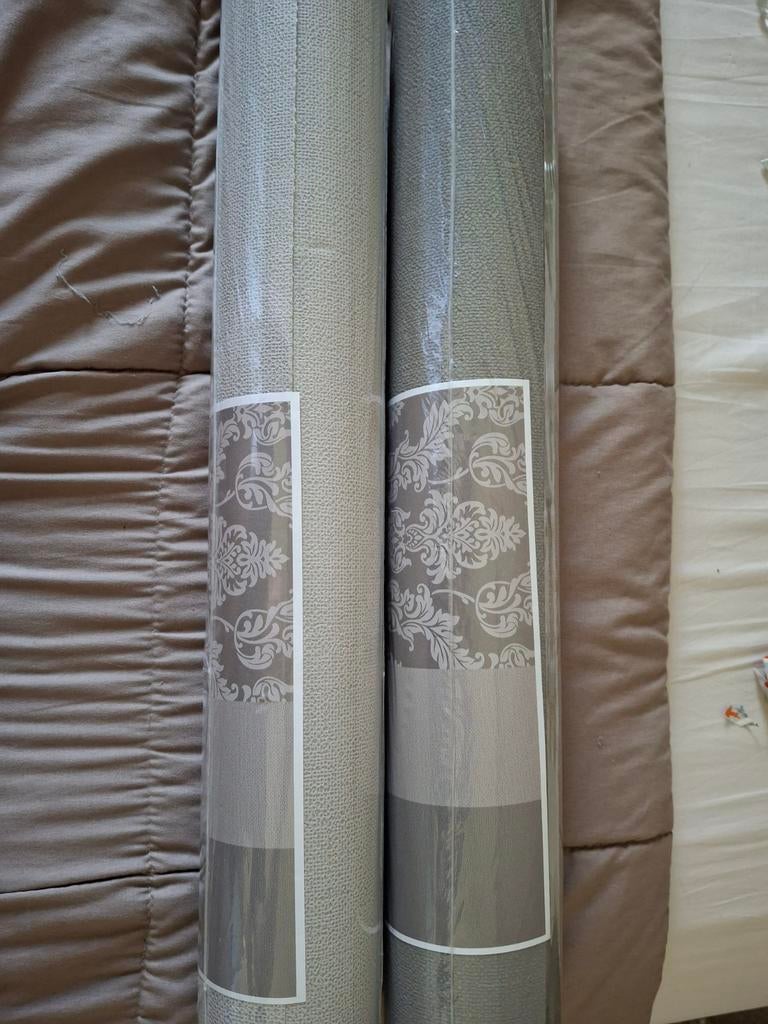 Behangrollen - Grijs/Beige, Huis en Inrichting, Stoffering | Behang, Ophalen, Minder dan 10 m², Grijs, Barok, Klassiek, Elegant