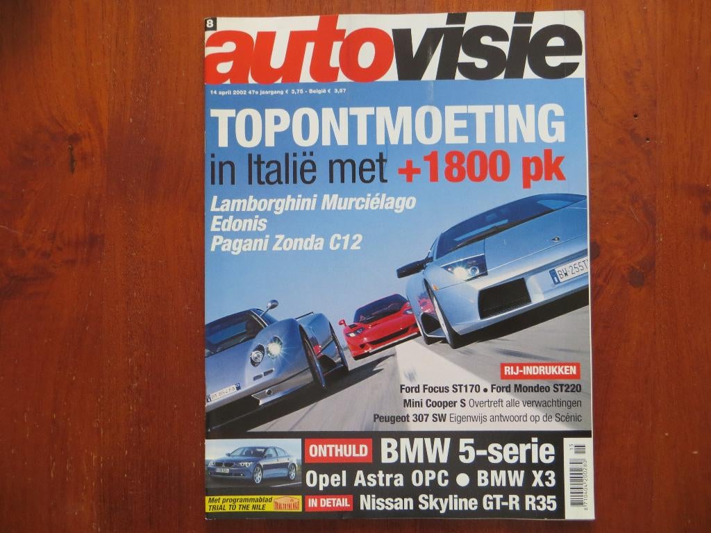 Autovisie 8 2002 Lamborghini Murciélago, Edonis, Pagani C12, Ophalen of Verzenden, Nieuw, Ford