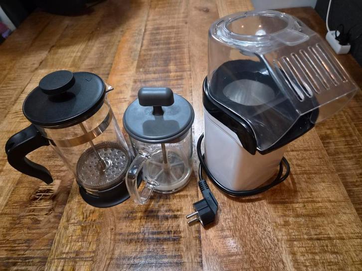 French press, melkopschuimer en popcorn machine, Witgoed en Apparatuur, Koffiezetapparaten, Ophalen