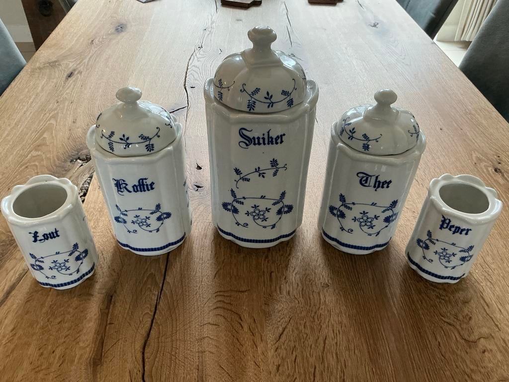 Vintage Delfts Blauw lookalike Koffie thee suiker Porselein, Ophalen