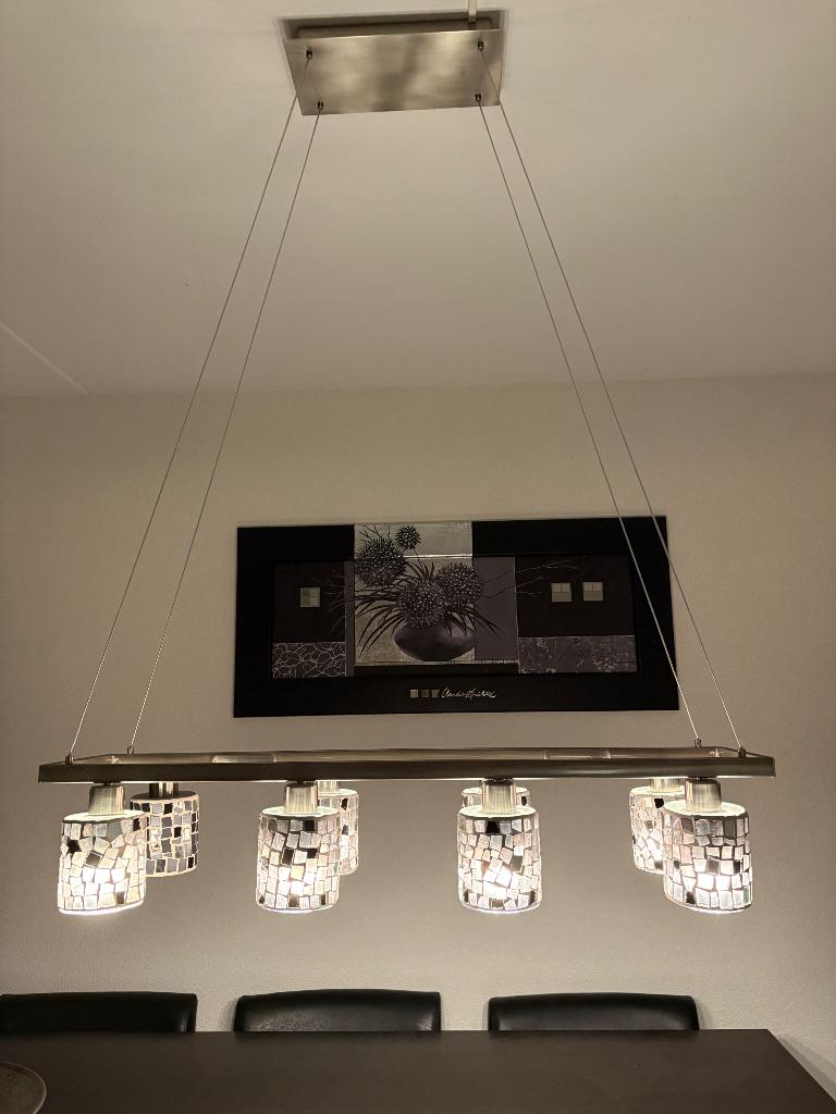 Prachtige mozaieklamp, Huis en Inrichting, Lampen | Hanglampen, Ophalen, Zo goed als nieuw, Glas, 75 cm of meer