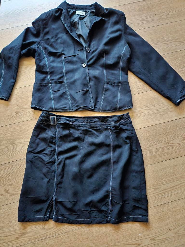 Zwart mantelpakje maat 48, Kostuum of Pak, Zwart, Maat 46/48 (XL) of groter, Ophalen of Verzenden