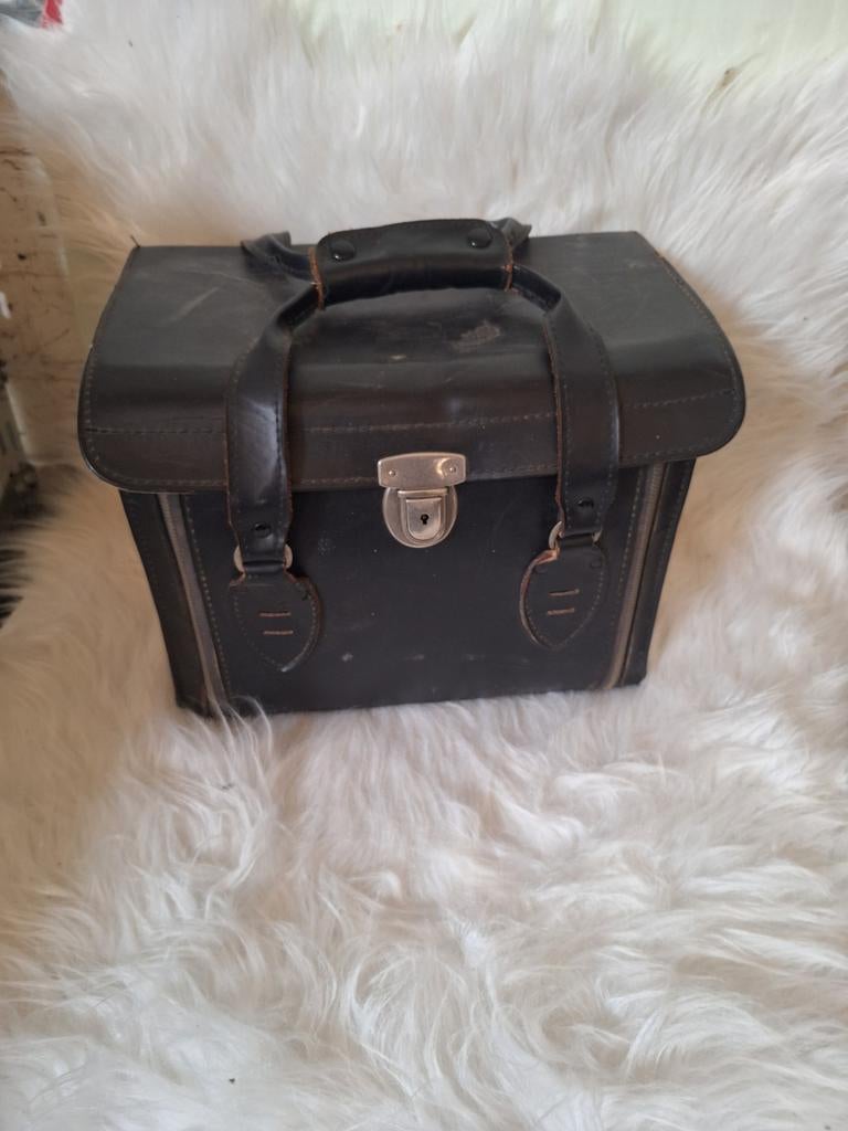 Vintage Zwart Lederen Cameratas - Stijlvol & Functioneel, Audio, Tv en Foto, Fotografie | Fototassen, Ophalen of Verzenden, Gebruikt