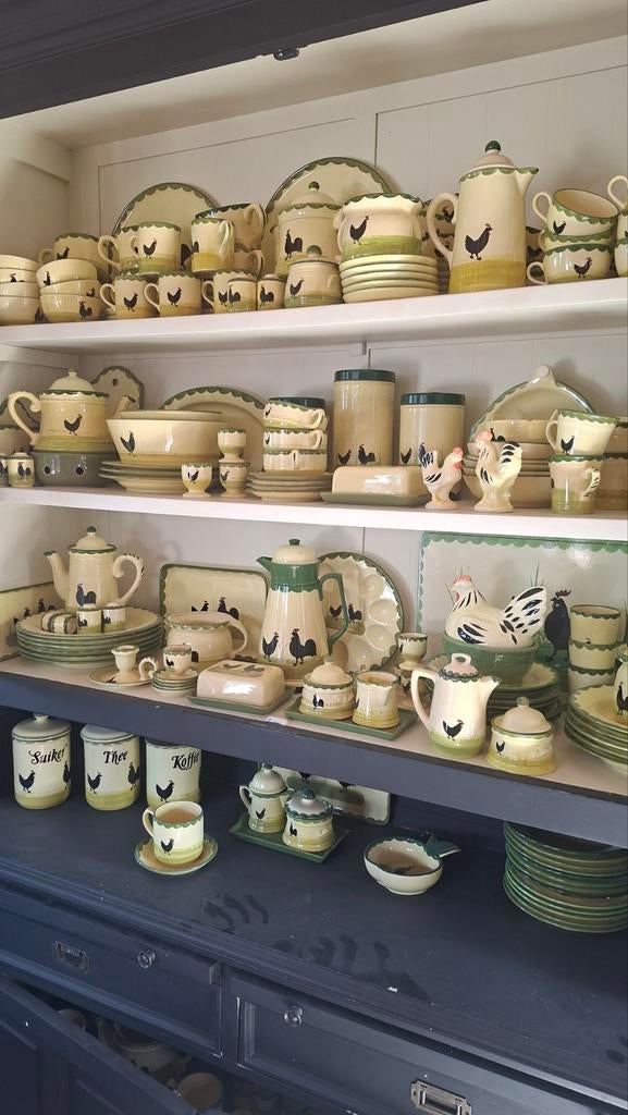 Servies met kip en haan decoratie, Ophalen