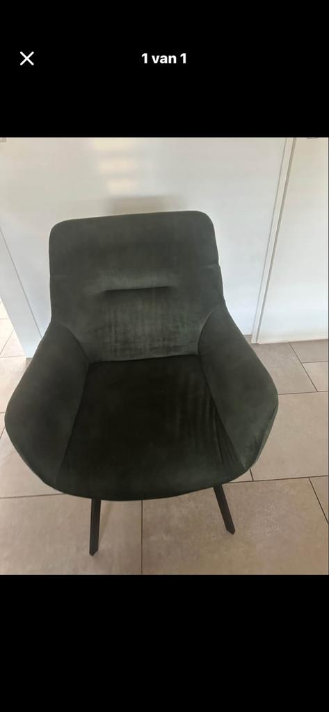 Stijlvolle donkergroene fluwelen stoel, Overige kleuren, Ophalen of Verzenden, Zo goed als nieuw, Eén