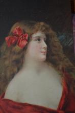 FRANKRIJK 1910 PORTRET MEISJE LANG HAAR RODE STRIK, Ophalen of Verzenden, Voor 1920, Ongelopen, Overige thema's