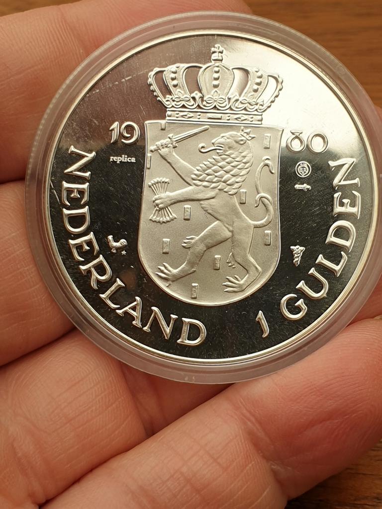 Herslag dubbelkop gulden, 1 oz .925 zilver (2), Ophalen of Verzenden, Zilver