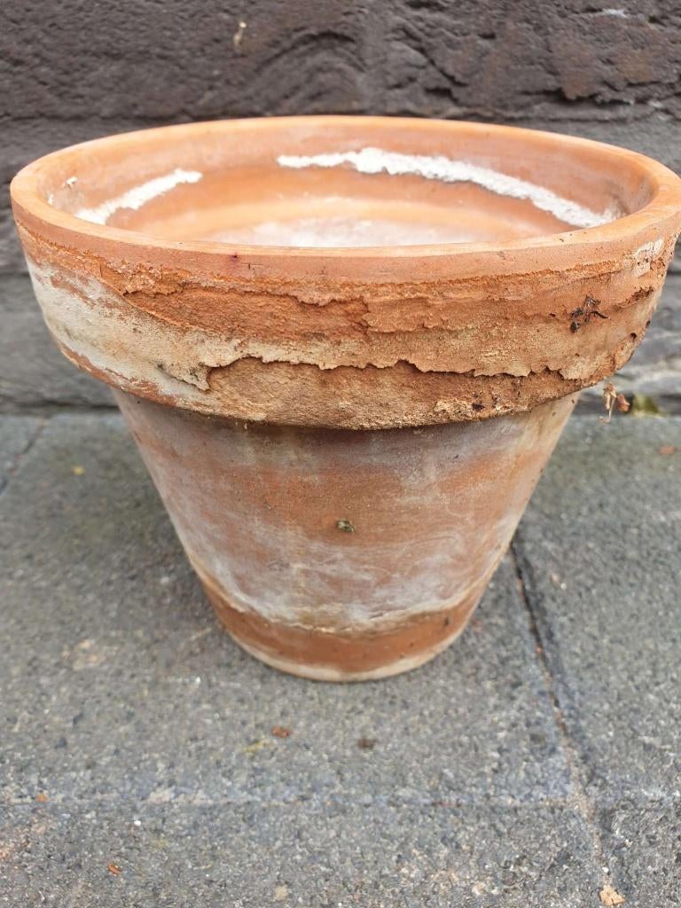 1x rood bruine terracotta bloempot H 14 cm, Tuin en Terras, Bloempotten, Rond, Ophalen of Verzenden, Aardewerk, Binnen