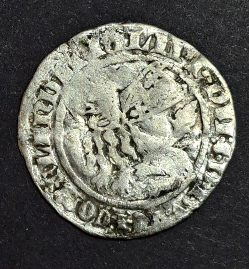 Vlaanderen Philips de Stoute 1389-1404 groot botdrager, Vóór koninkrijk, Verzenden, Zilver, Overige waardes