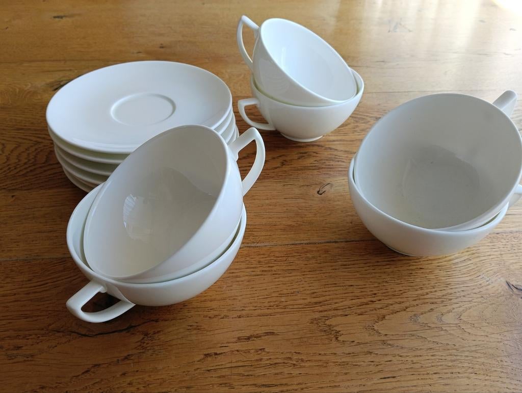 Wedgwood Jasper Conran 6 theekopjes en schoteltjes, Huis en Inrichting, Keuken | Servies, Ophalen, Zo goed als nieuw, Wedgwood